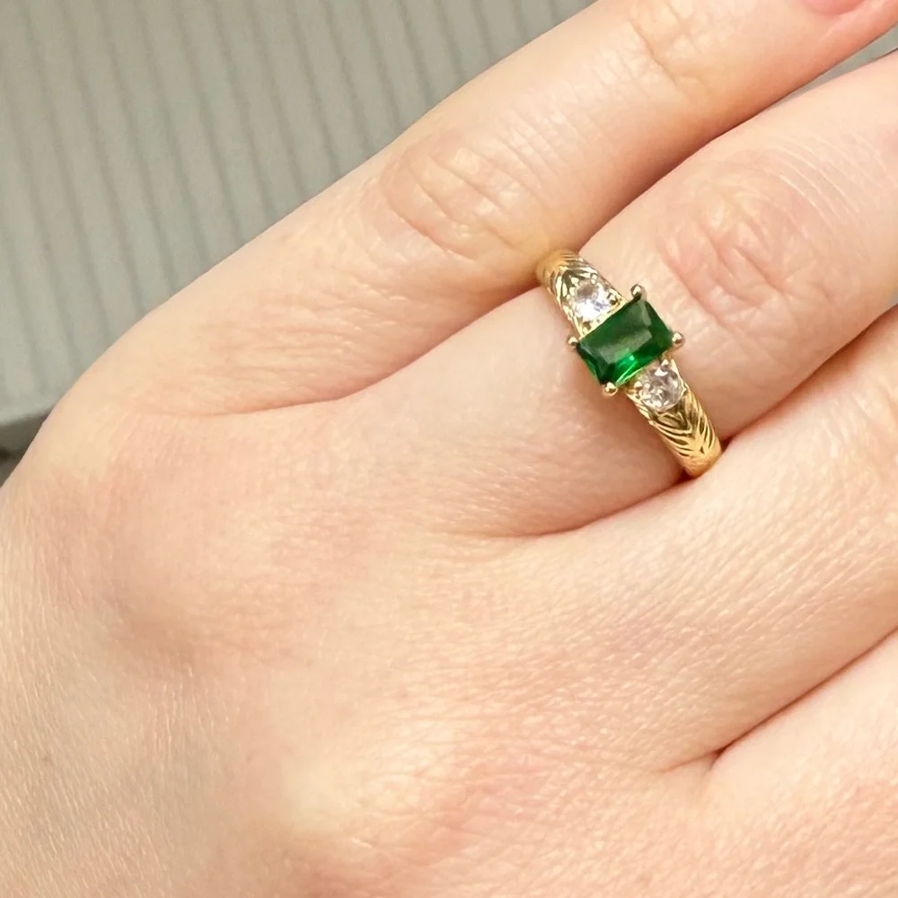 18k GP Yellow Gold Emerald Ring
